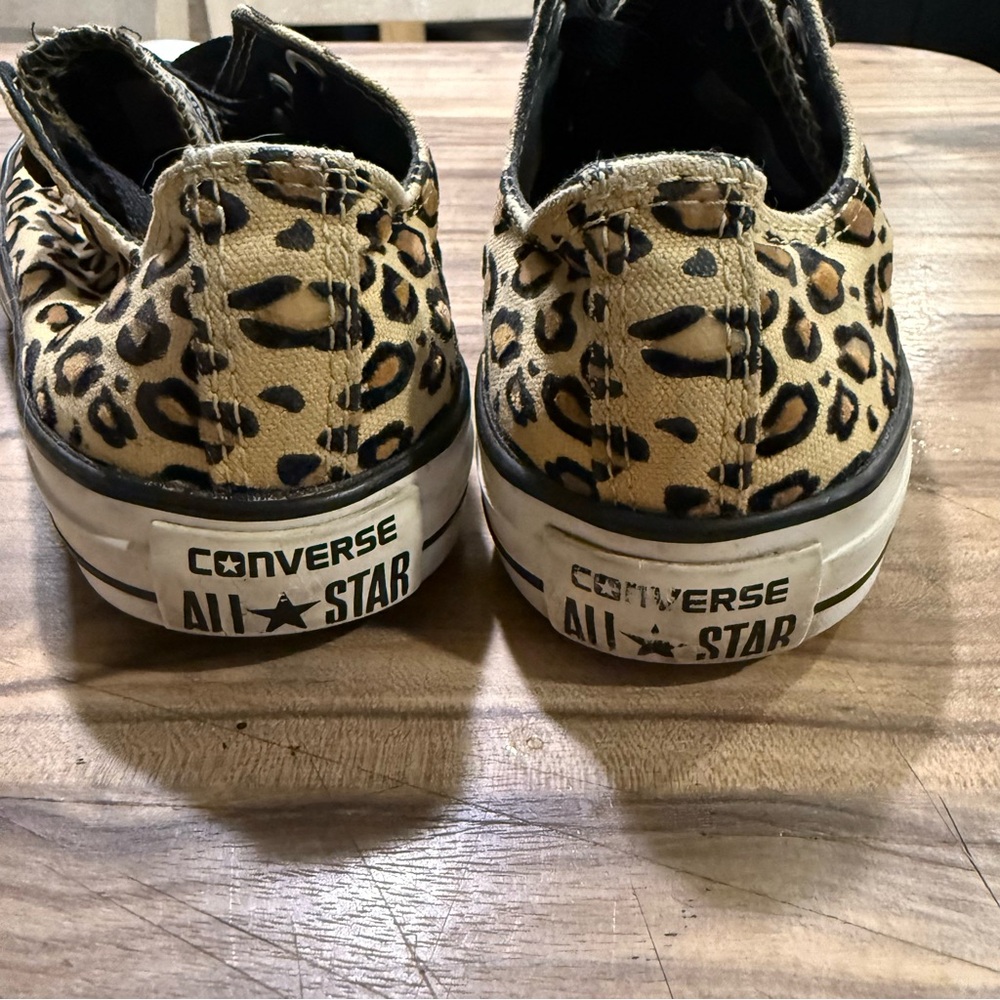 Converse Leopard Print Low Top Sneakers - Black & Tan - Picture 3 of 6